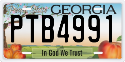 GA license plate PTB4991