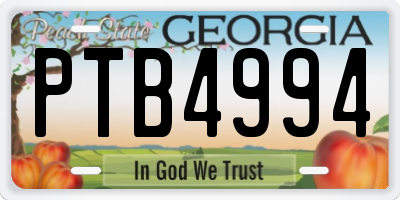 GA license plate PTB4994