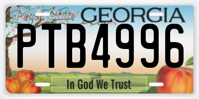 GA license plate PTB4996