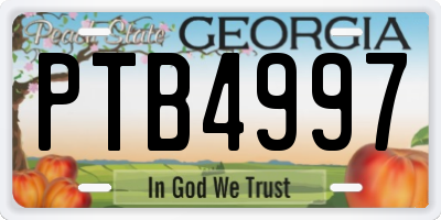 GA license plate PTB4997