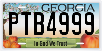 GA license plate PTB4999