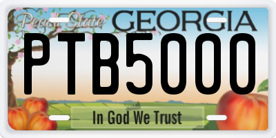 GA license plate PTB5000