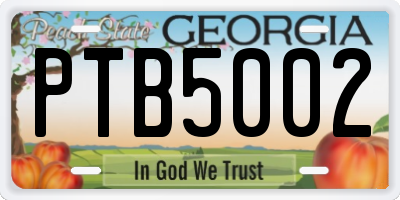 GA license plate PTB5002