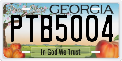 GA license plate PTB5004