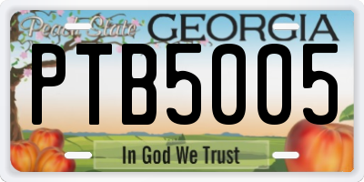 GA license plate PTB5005