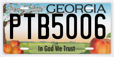 GA license plate PTB5006