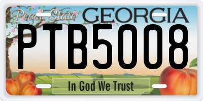 GA license plate PTB5008