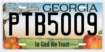 GA license plate PTB5009
