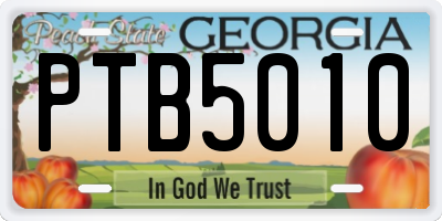 GA license plate PTB5010