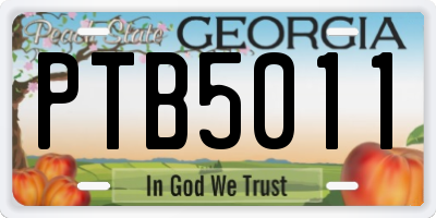 GA license plate PTB5011