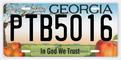 GA license plate PTB5016