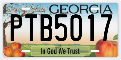 GA license plate PTB5017