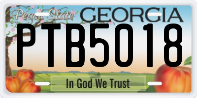 GA license plate PTB5018