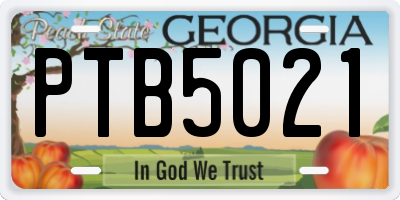 GA license plate PTB5021