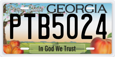 GA license plate PTB5024