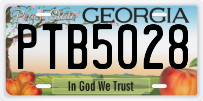 GA license plate PTB5028