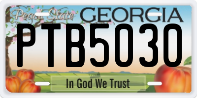 GA license plate PTB5030