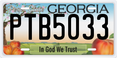 GA license plate PTB5033