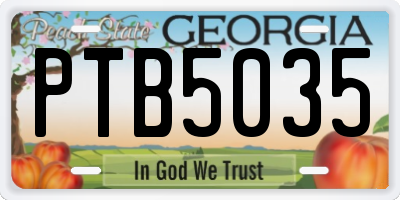 GA license plate PTB5035