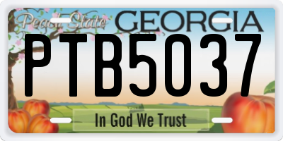 GA license plate PTB5037