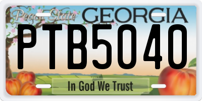 GA license plate PTB5040