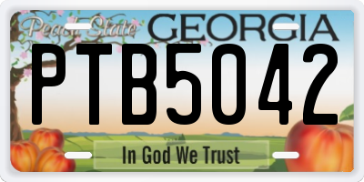 GA license plate PTB5042