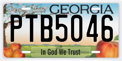 GA license plate PTB5046