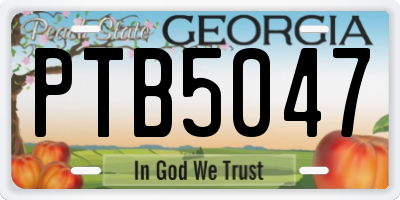 GA license plate PTB5047