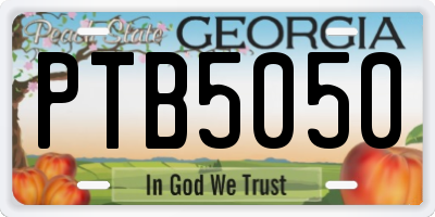 GA license plate PTB5050
