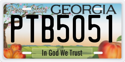 GA license plate PTB5051