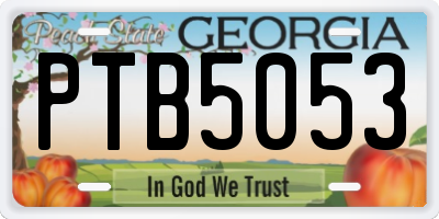 GA license plate PTB5053
