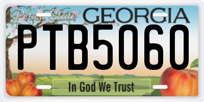 GA license plate PTB5060