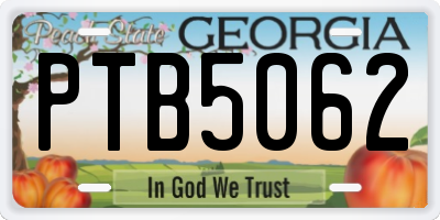 GA license plate PTB5062