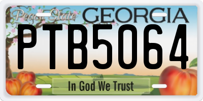 GA license plate PTB5064