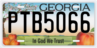 GA license plate PTB5066