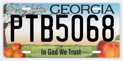 GA license plate PTB5068