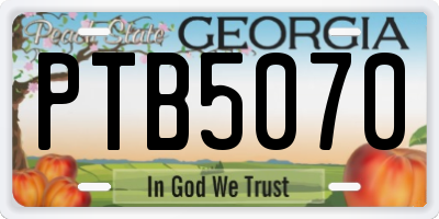 GA license plate PTB5070