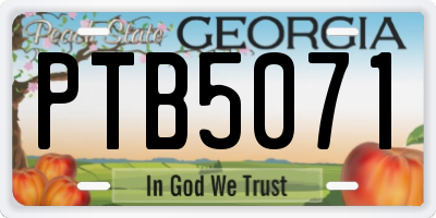 GA license plate PTB5071