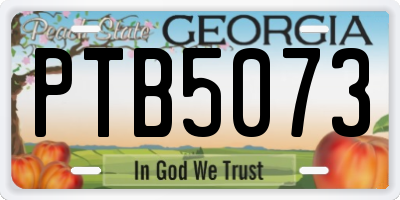 GA license plate PTB5073