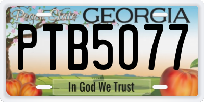 GA license plate PTB5077
