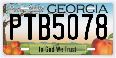GA license plate PTB5078