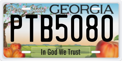 GA license plate PTB5080