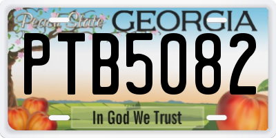 GA license plate PTB5082