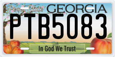 GA license plate PTB5083