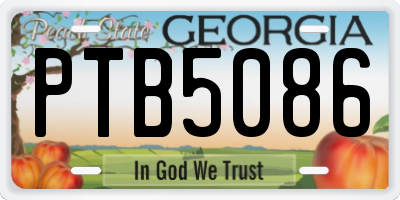 GA license plate PTB5086