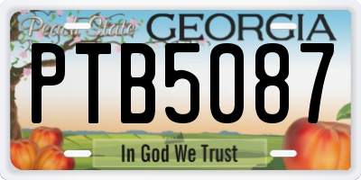 GA license plate PTB5087