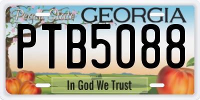 GA license plate PTB5088