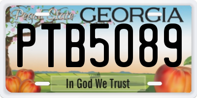 GA license plate PTB5089
