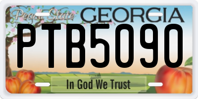 GA license plate PTB5090