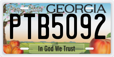 GA license plate PTB5092